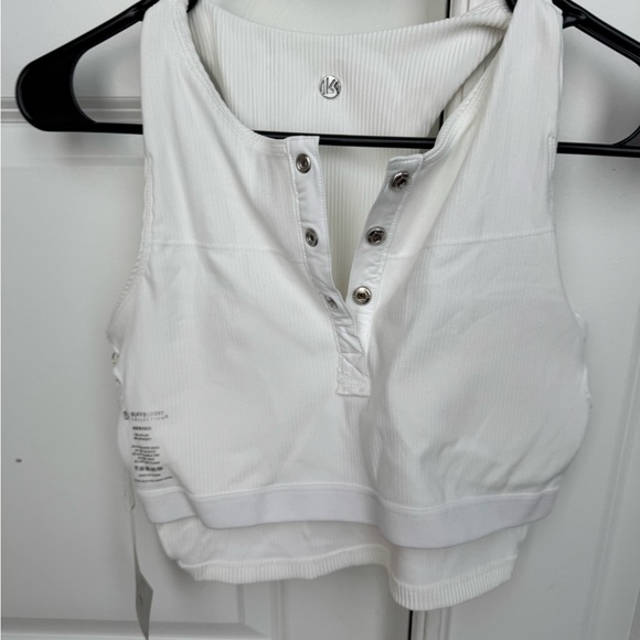 Buffbunny Henley Ribbed White Ribbed Top - Picture 6 of 7